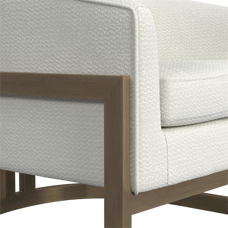 Bassett Mirror Neve Metal & Fabric Accent Chair in Gold/Ivory White