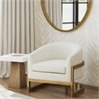Bassett Mirror Neve Metal & Fabric Accent Chair in Gold/Ivory White
