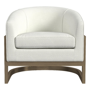 Bassett Mirror Neve Metal & Fabric Accent Chair in Gold/Ivory White
