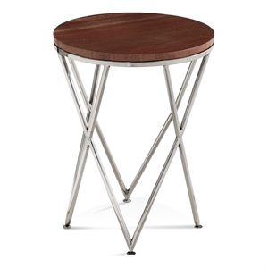 Thiago Accent Table in Red Marble and Chrome