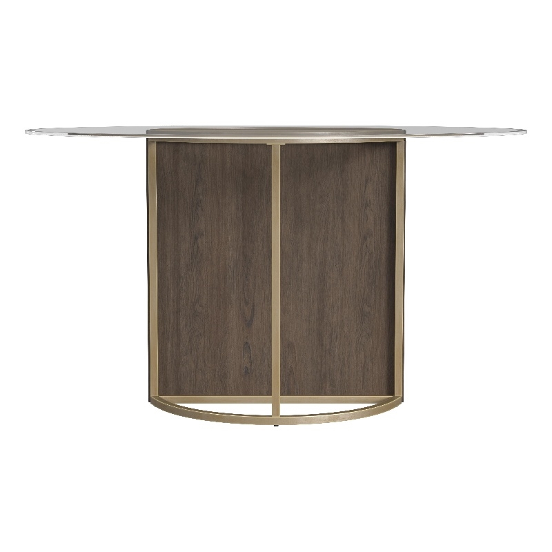 Stefan Dining Table in Brown Engineered Wood with Glass Top