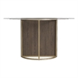 Stefan Dining Table in Brown Engineered Wood with Glass Top