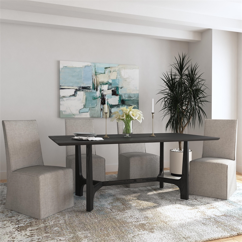 Mackie Dining Chair in Gray Fabric and Wood