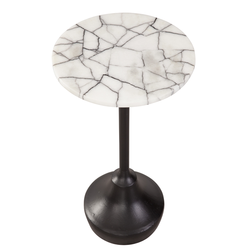 Talley Accent Table in Matte Black Metal and Marble