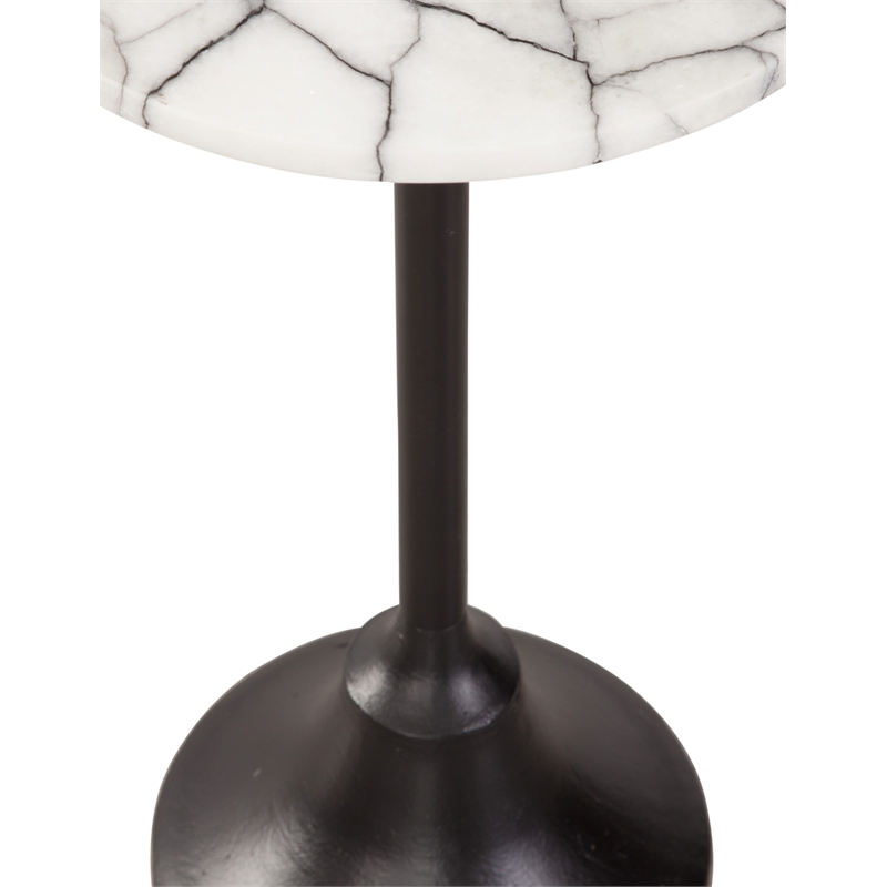 Talley Accent Table in Matte Black Metal and Marble