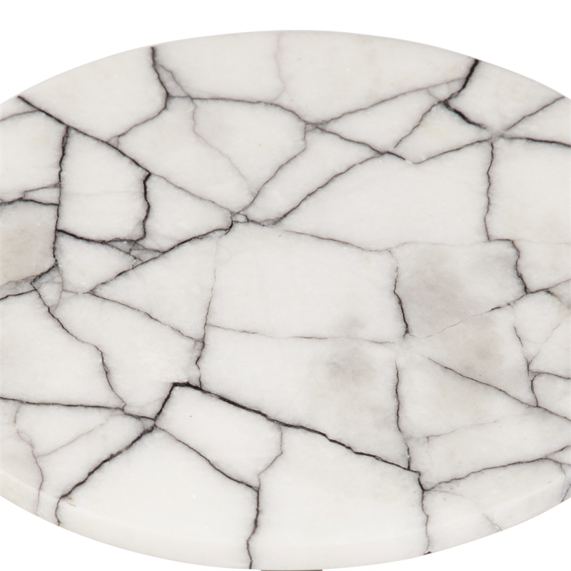 Talley Accent Table in Matte Black Metal and Marble