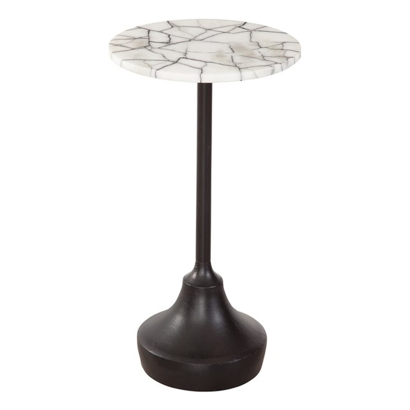 Talley Accent Table in Matte Black Metal and Marble