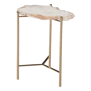Cora Accent Table in Gold Metal and Marble
