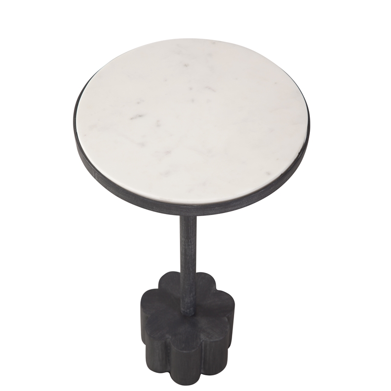 Sprout Accent Table in Black Metal and White Marble