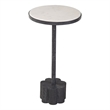 Sprout Accent Table in Black Metal and White Marble