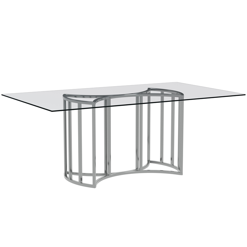 Sophia Dining Table in Chrome Metal with Glass Top