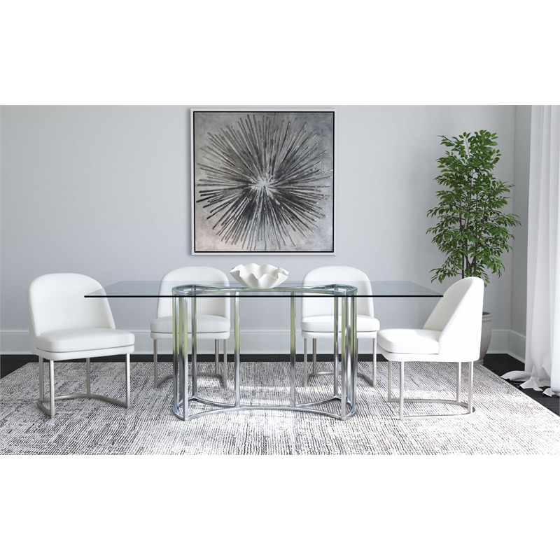 Sophia Dining Table in Chrome Metal with Glass Top