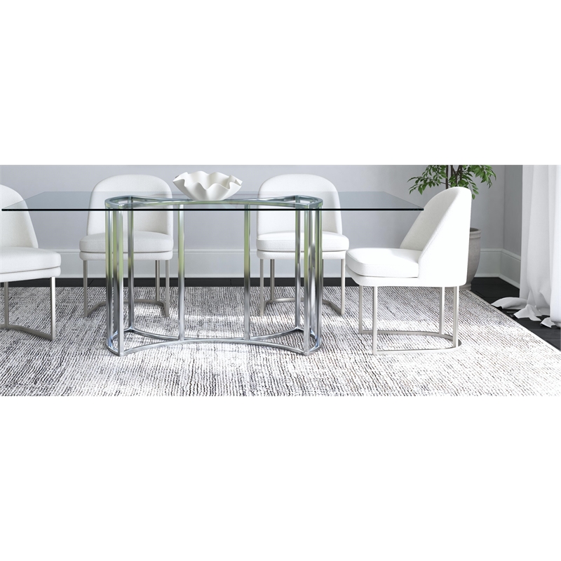 Sophia Dining Table in Chrome Metal with Glass Top