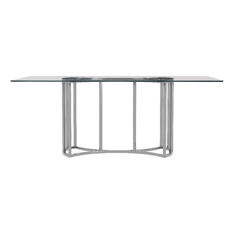 Sophia Dining Table in Chrome Metal with Glass Top