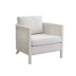 Mylo Coastal Farmhouse Accent Chair in Hand Brushed White Wood and Fabric