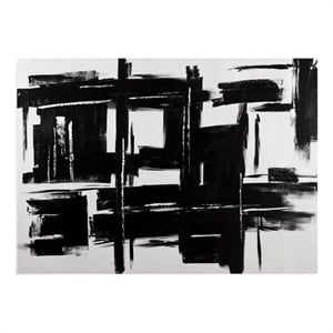 Bassett Mirror Black on Gallery Wrapped Hand Painted Canvas Fabric