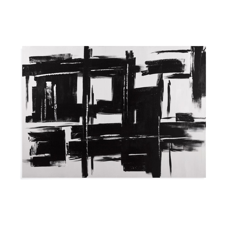 Bassett Mirror Black on Gallery Wrapped Hand Painted Canvas Fabric