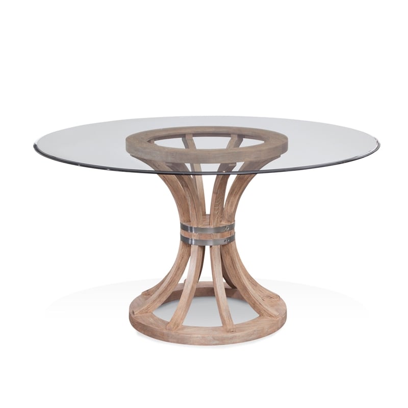Bassett Mirror Sheffield Round Contemporary Wood Dining Table in Brown
