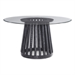 Bassett Mirror Mateo Round Contemporary Glass and Wood Dining Table in Black