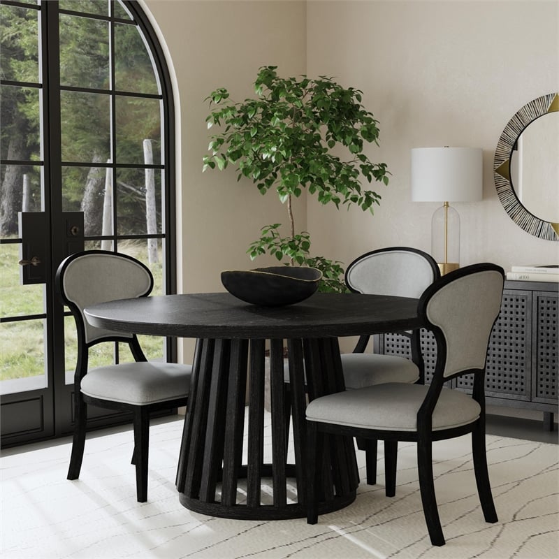 Mateo Contemporary Round Dining Table in Black Wood