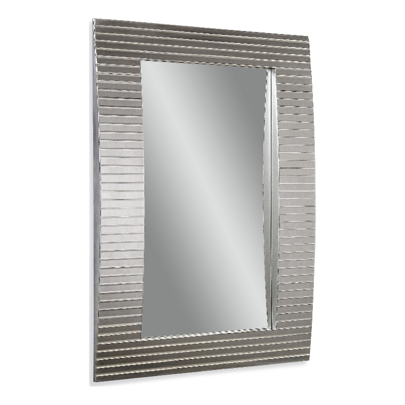 Bassett Mirror Tambour Contemporary Engineered Wood Wall Mirror in Silver