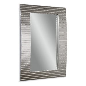 Bassett Mirror Tambour Contemporary Engineered Wood Wall Mirror in Silver
