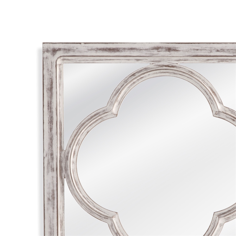 Sutter Wall Mirror in Distressed White Wood