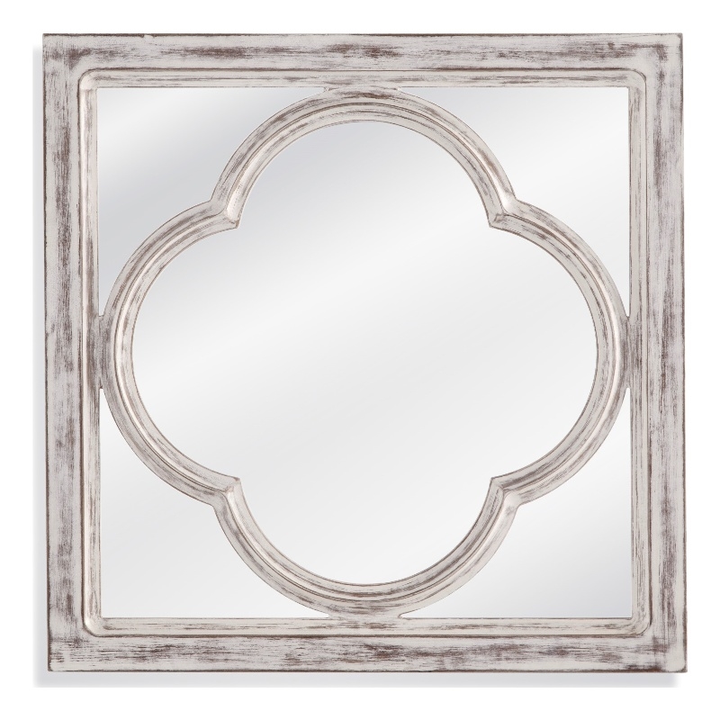 Sutter Wall Mirror in Distressed White Wood