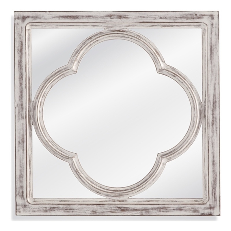 Sutter Wall Mirror in Distressed White Wood