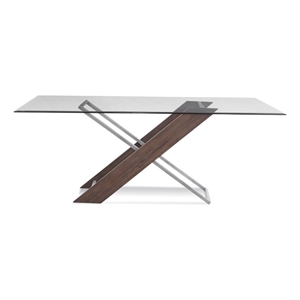 Harmon Rectangular Dining Table in Brown Wood and Metal