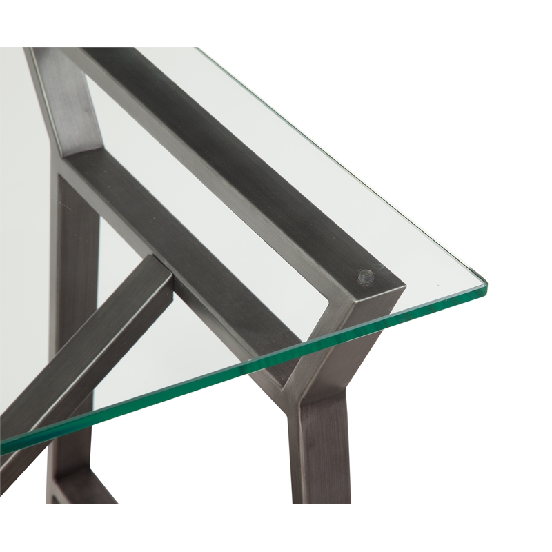 Ross End Table with X-Cross Base in Gray Metal