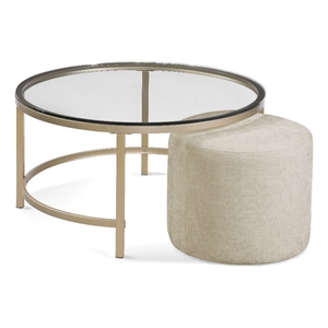 Anderson Round Nesting Cocktail Table in Gold Metal with Glass Top