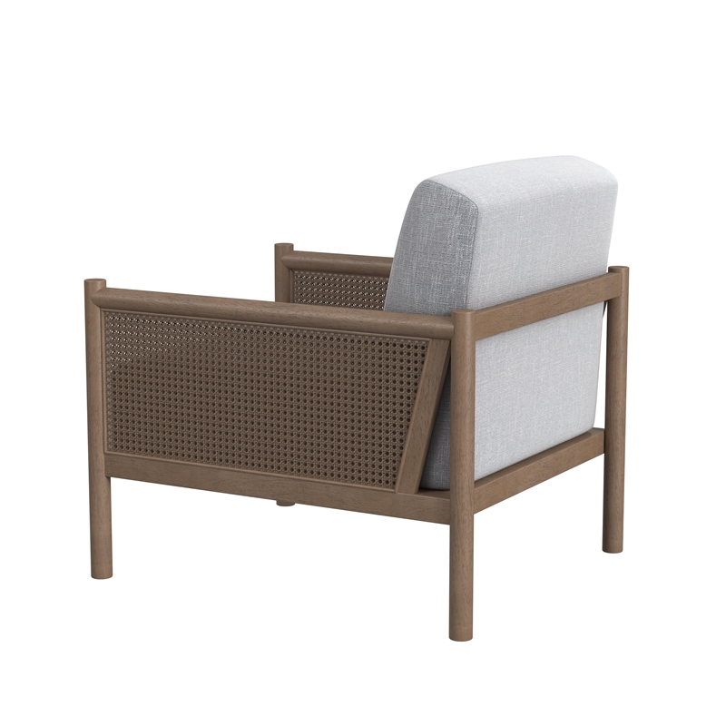 Hedges Wooden Accent Chair with Blue Fabric