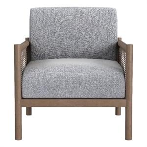 hedges wooden accent chair with blue fabric