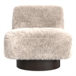 Amaya Beige Fabric Swivel Accent Chair with Wood Base