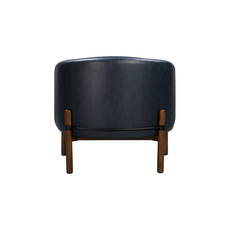 Higgins Navy Blue Accent Chair with Wood Frame