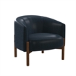 Higgins Navy Blue Accent Chair with Wood Frame