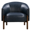 Higgins Navy Blue Accent Chair with Wood Frame