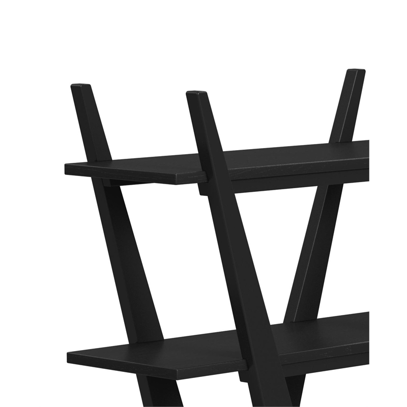 Stratton Modern Inspired Matte Black Wood Etagere