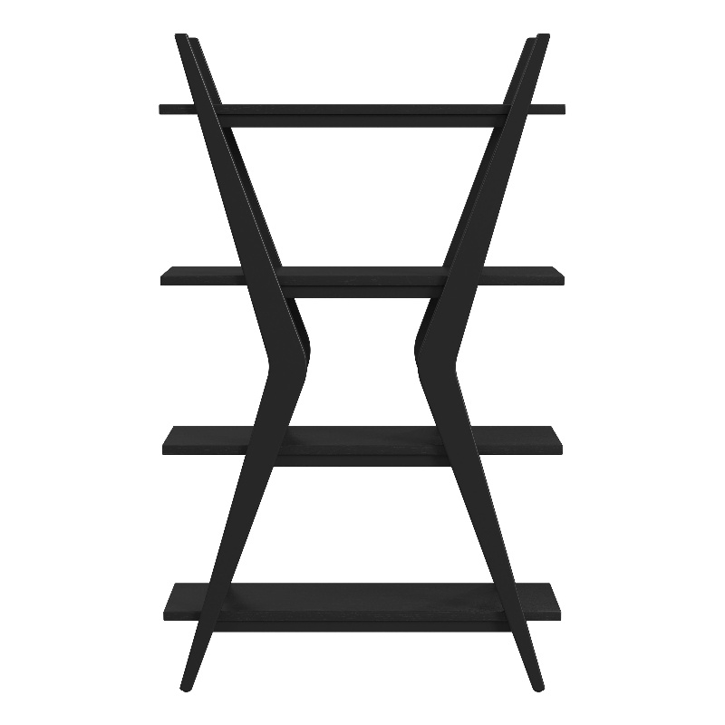 Stratton Modern Inspired Matte Black Wood Etagere