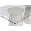 Korey Dining Table in Cream Wood with Cane Detailing and Glass Top