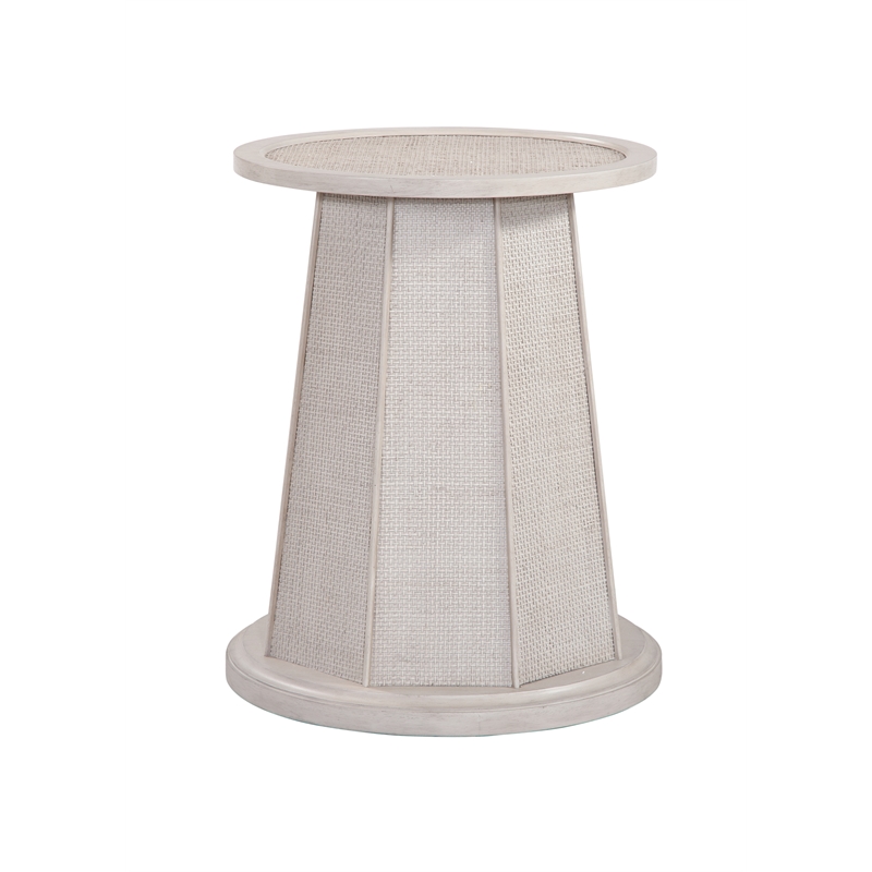Korey Dining Table in Cream Wood with Cane Detailing and Glass Top