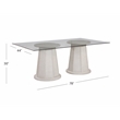 Korey Dining Table in Cream Wood with Cane Detailing and Glass Top