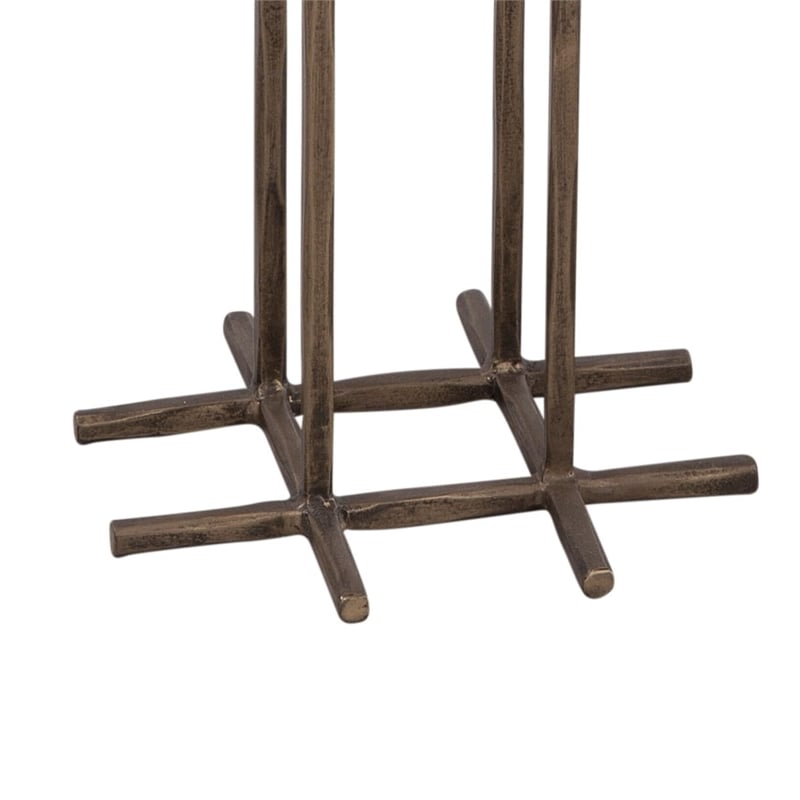 Xavier Accent Table 2 Piece Set in White Marble on Hand Hammered Base