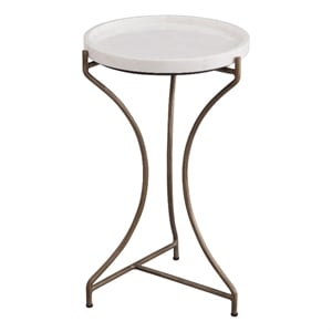McGowan Accent Table in Brushed Gold Base with White Marble Top