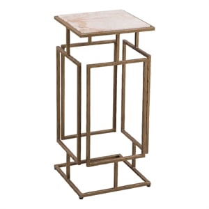Audrey Antique Brass Accent Table with Italian Marble Top