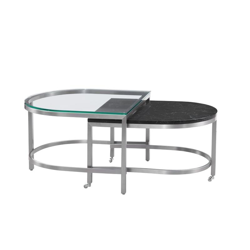 Hensley Bunching Cocktail Table in Metal and Black Marble