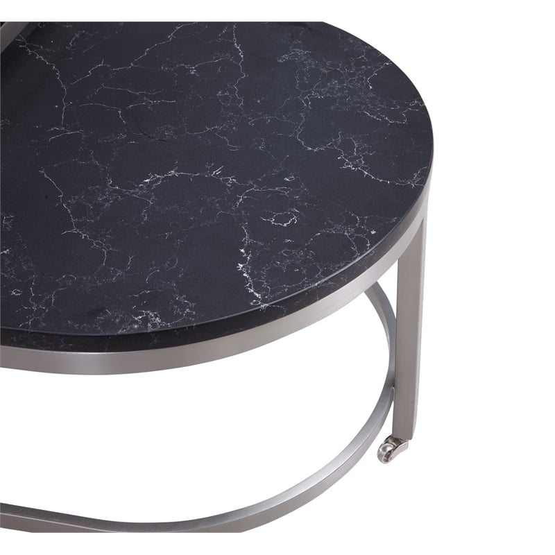 Hensley Bunching Cocktail Table in Metal and Black Marble