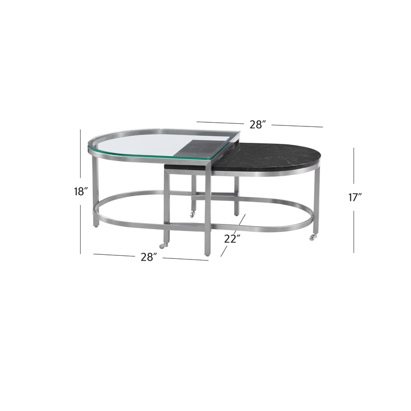 Hensley Bunching Cocktail Table in Metal and Black Marble