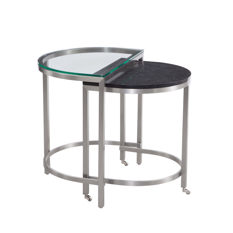 Hensley Bunching End Table in Metal and Black Marble